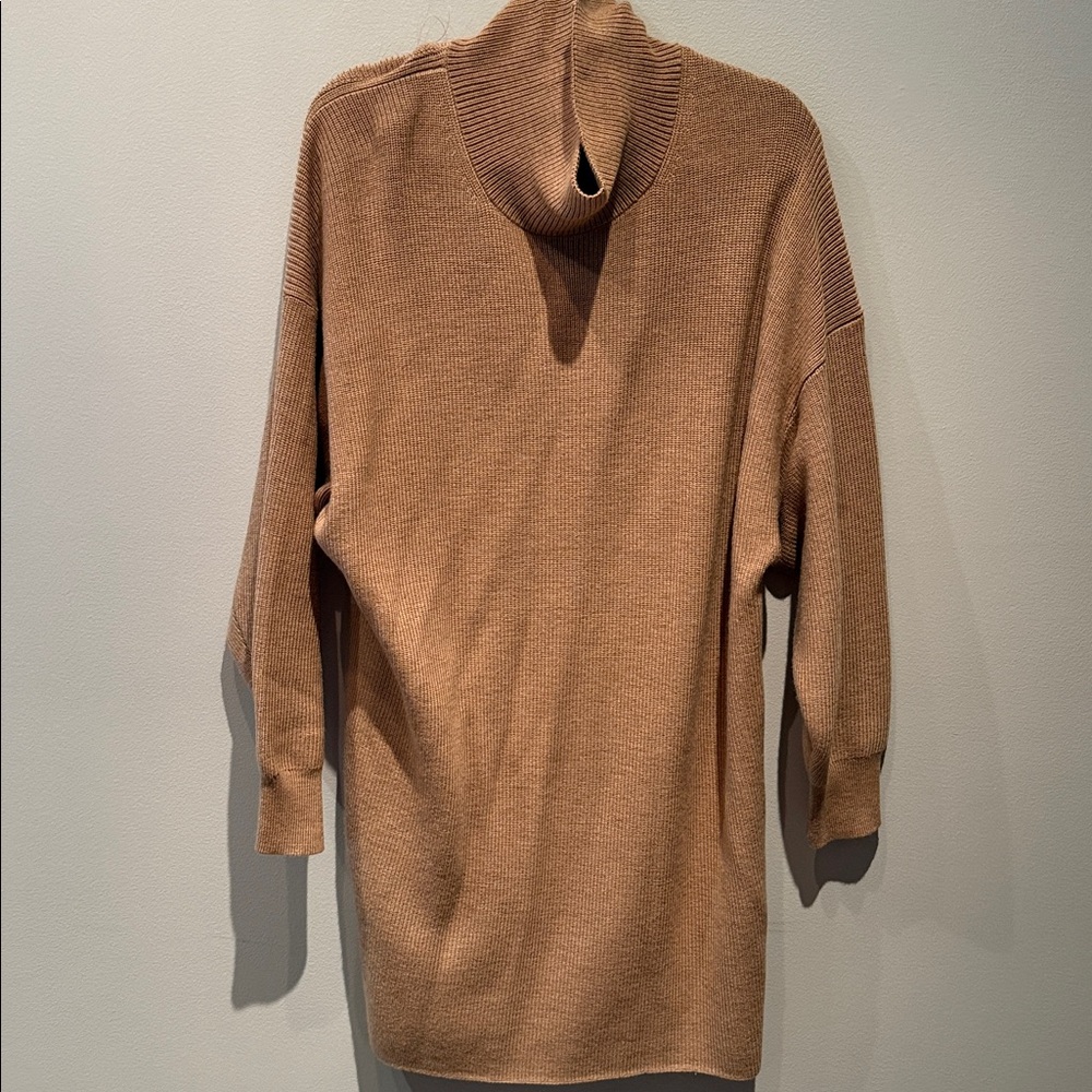 Cozy Tan Turtleneck Sweater dress
